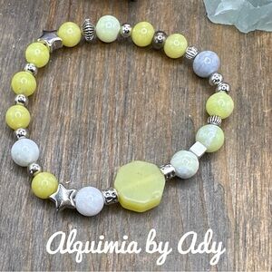 Chunky lemon jade beaded bracelet